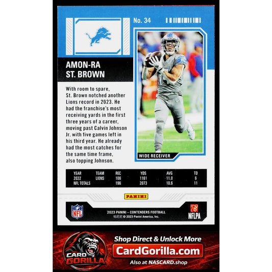 2023 Panini Contenders #34 Amon-Ra St. Brown