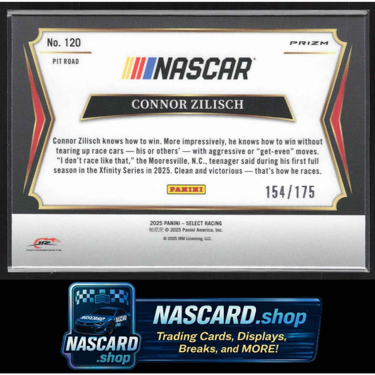 2025 Panini Select #120 Connor Zilisch Blue Prizms #/175 RC