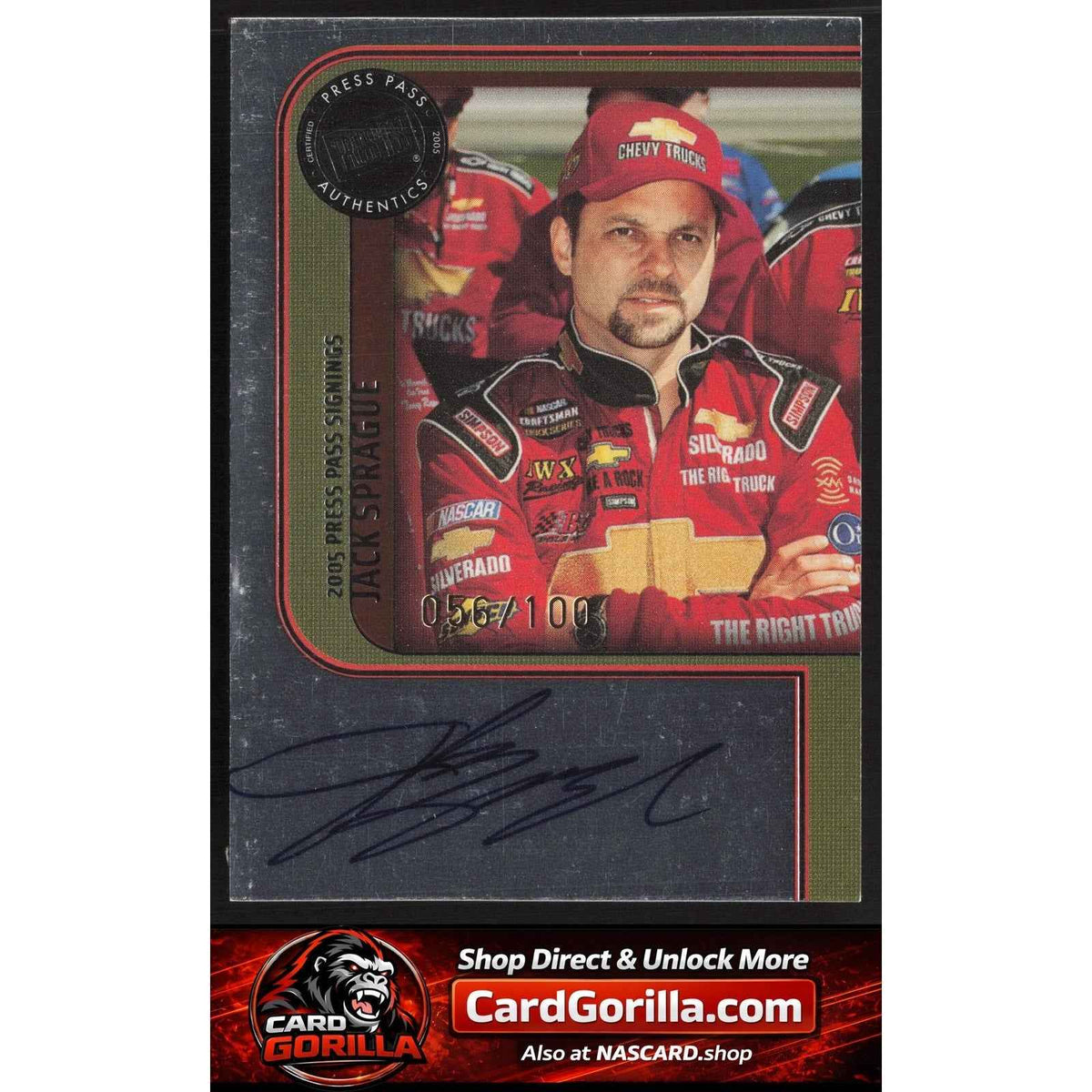 2005 Press Pass #NNO Jack Sprague Signings Platinum #/100
