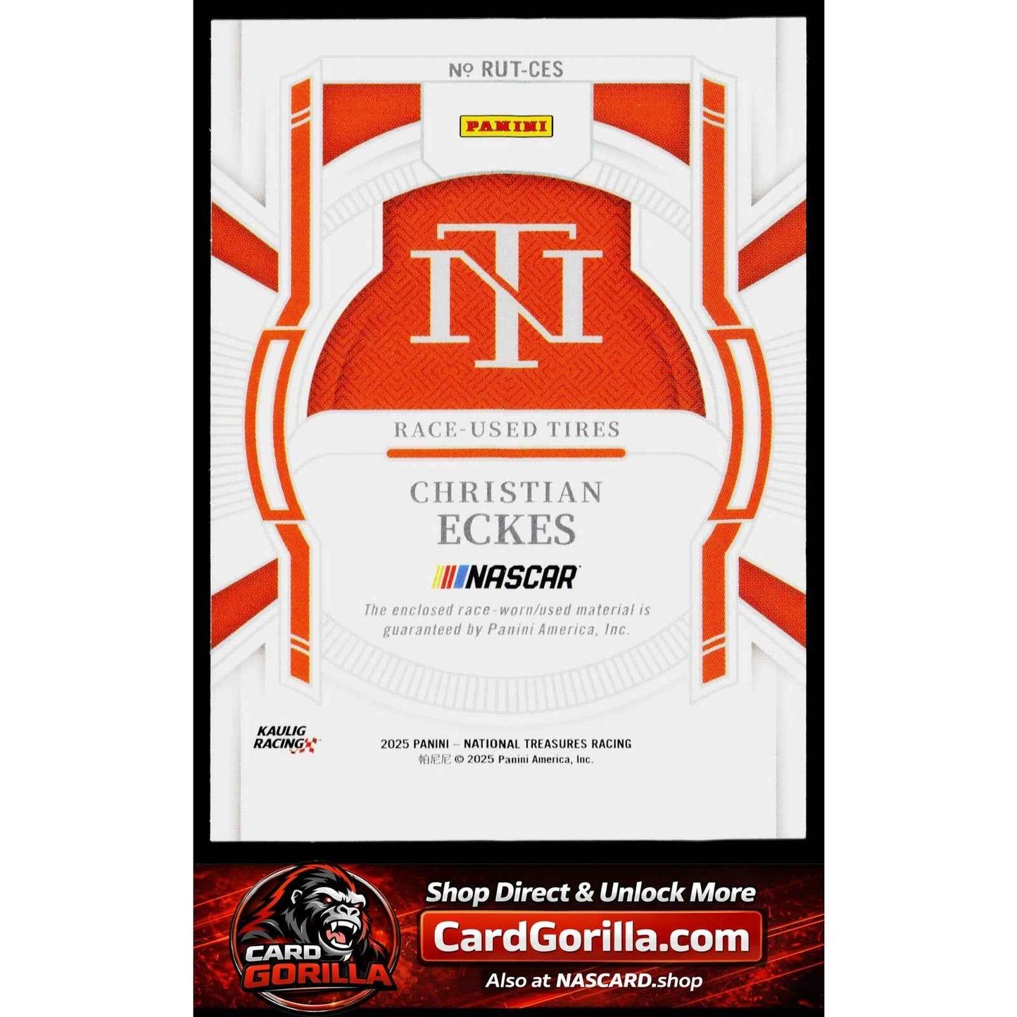 2025 Panini National Treasures #RUT-CES Christian Eckes Race Used Tires #/99