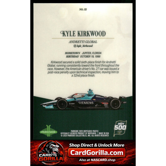2025 Parkside Indy 500 Pacific #32 Kyle Kirkwood Red V2