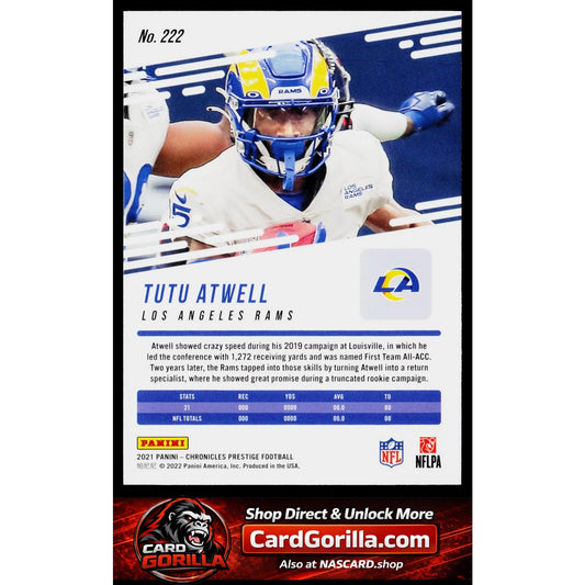 2021 Panini Chronicles #222 Tutu Atwell Prestige Rookies Update