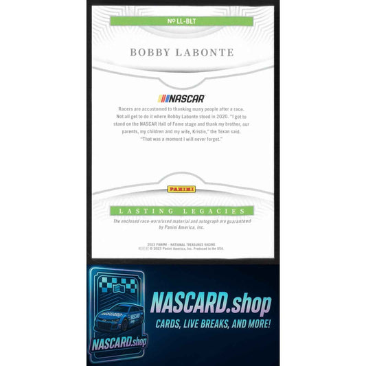 2023 Panini National Treasures Bobby Labonte Lasting Legacies Holo Silver #/49