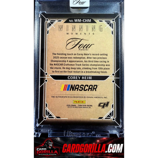2026 Panini Turn Four #WM-CHM Corey Heim Winning Moments FOTL Black #/6