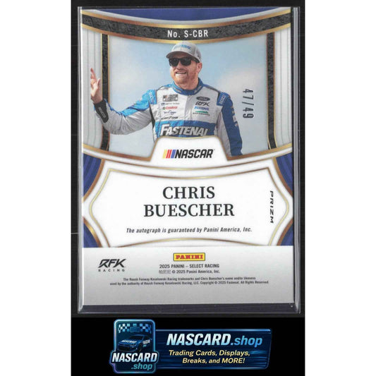 2025 Panini Select #S-CBR Chris Buescher Signatures Purple Prizms #/49