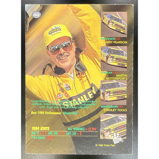1995 Press Pass VIP Larry Pearson #43 Auto