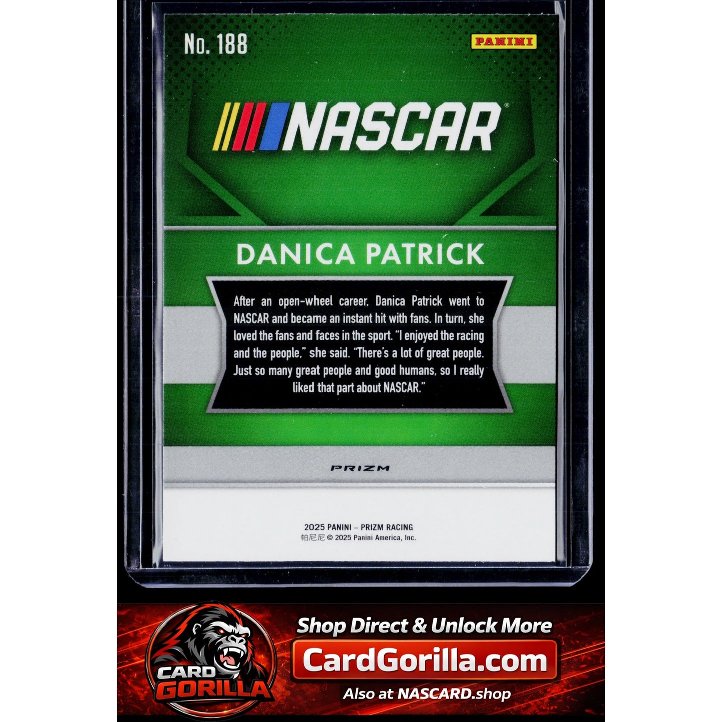 2025 Panini Prizm #188 Danica Patrick White Sparkle