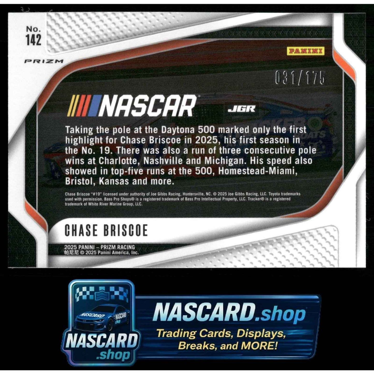 2025 Panini Prizm #142 Chase Briscoe Red Power #/175