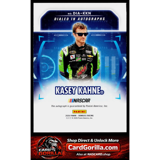 2026 Donruss Racing #DIA-KKN Kasey Kahne Dialed In Autographs Blue Xplosion #/25