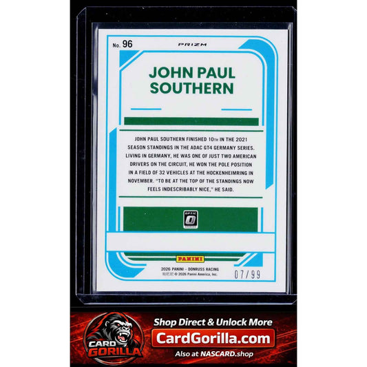 2026 Donruss #96 John Paul Southern Optic Green Velocity