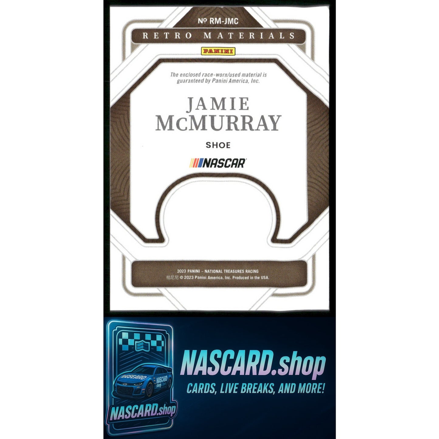 2023 Panini National Treasures #RM-JMC Jamie McMurray Retro Materials Shoes #/21 - Card Gorilla