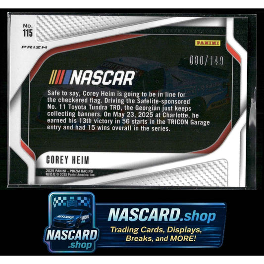 2025 Panini Prizm #115 Corey Heim Green Scope #/149