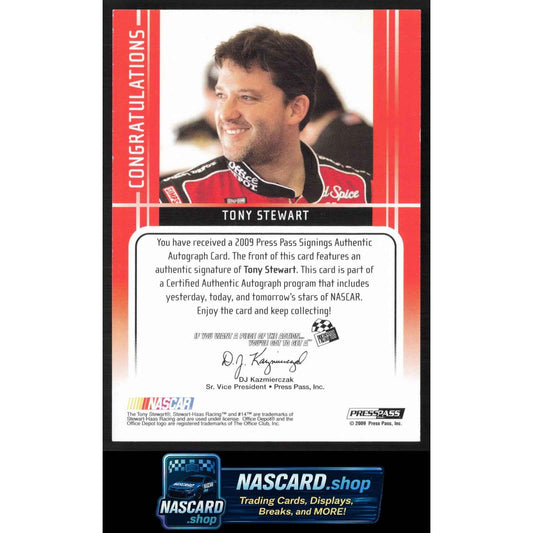2009 Press Pass #NNO Tony Stewart Signings Bronze #/25