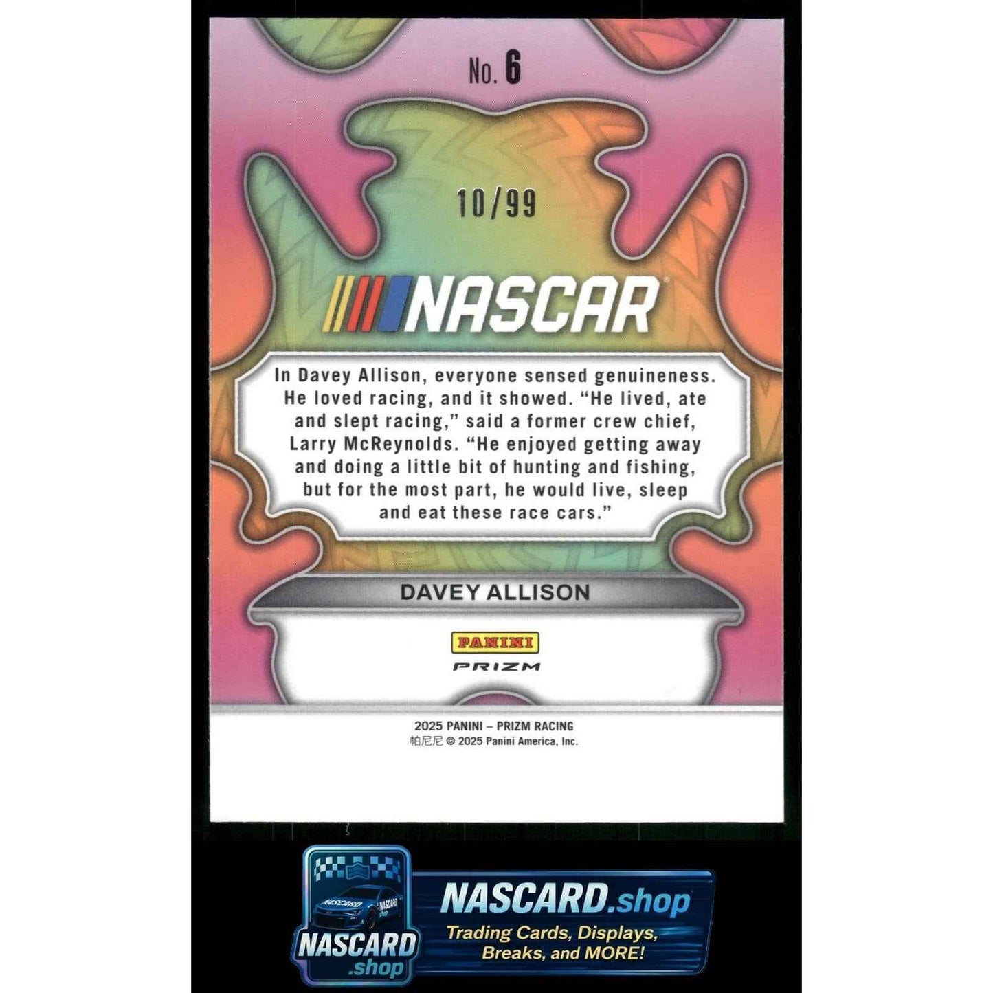 2025 Panini Prizm #6 Davey Allison Groovy Red #/99