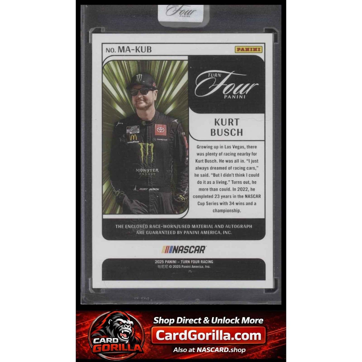 2025 Panini Turn Four #MA-KUB Kurt Busch Memorabilia Autographs Red #/15