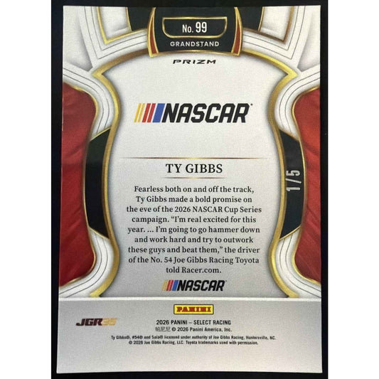 2026 Panini Select NASCAR Ty Gibbs #99 Grandstand Green Prizms 1/5