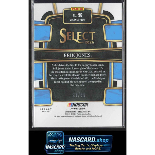 2024 Panini Select #96 Erik Jones Black and Blue Prizms #/49