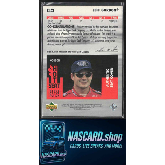 1997 Upper Deck Road to the Cup #HS6 Jeff Gordon Piece of the Action Hot Seat