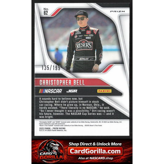 2025 Panini Prizm #62 Christopher Bell Red Pulsar #/199