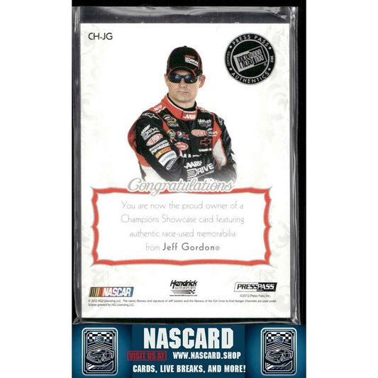 2012 Press Pass Showcase Champions Showcase Jeff Gordon Holo Gold Firesuit /50 - NASCARD.shop