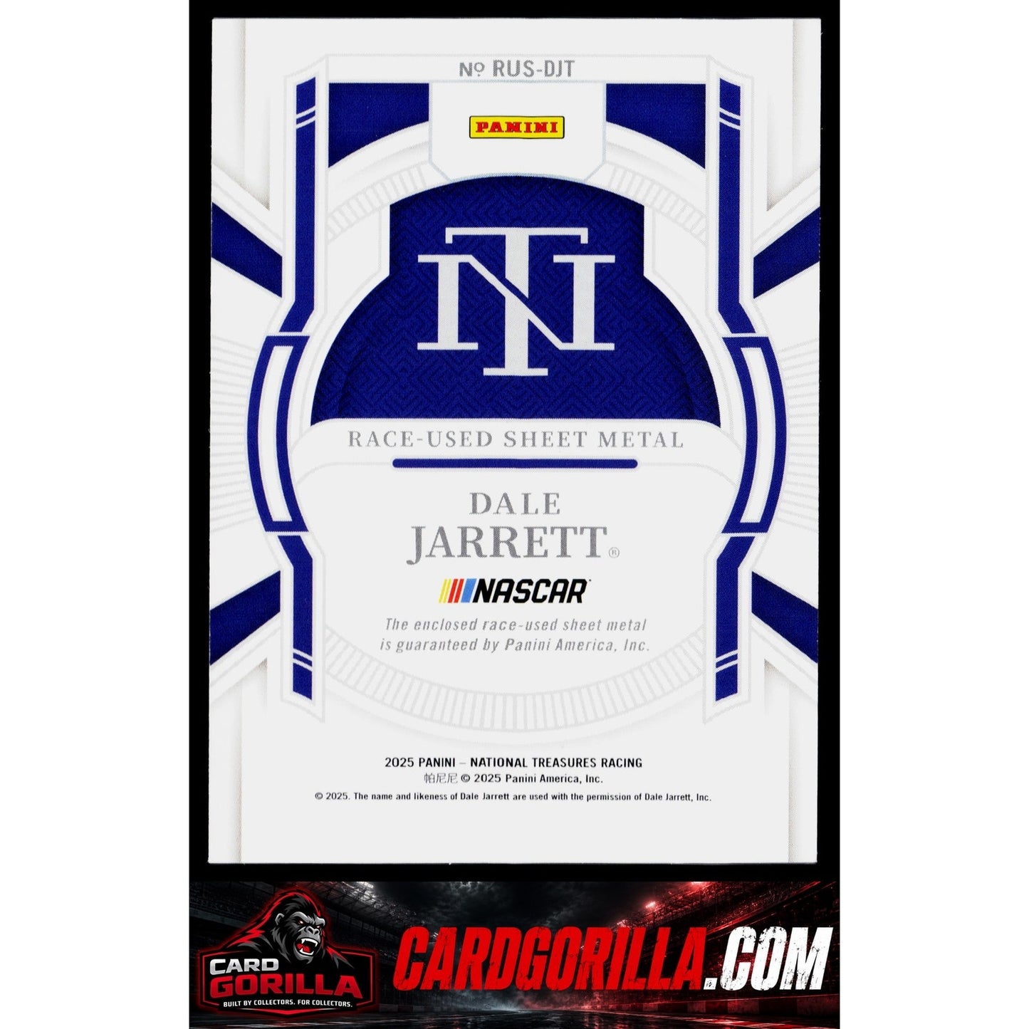 2025 Panini National Treasures #RUS-DJT Dale Jarrett Race Used Sheet Metal #/99