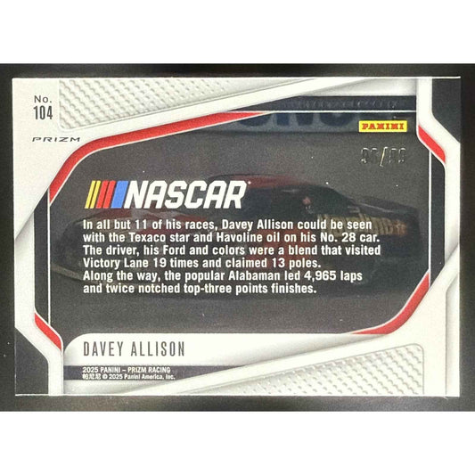 2025 Panini Prizm NASCAR Davey Allison #104 Rides Purple Prizms /99