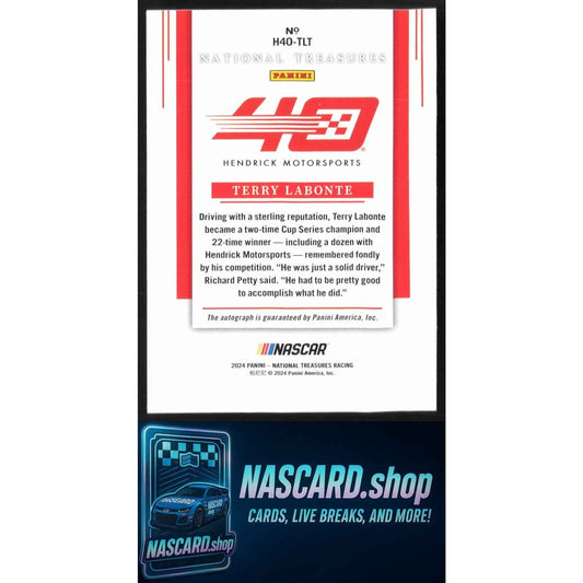 2024 National Treasures Terry Labonte Hendrick 40th Signatures Holo Silver #/25