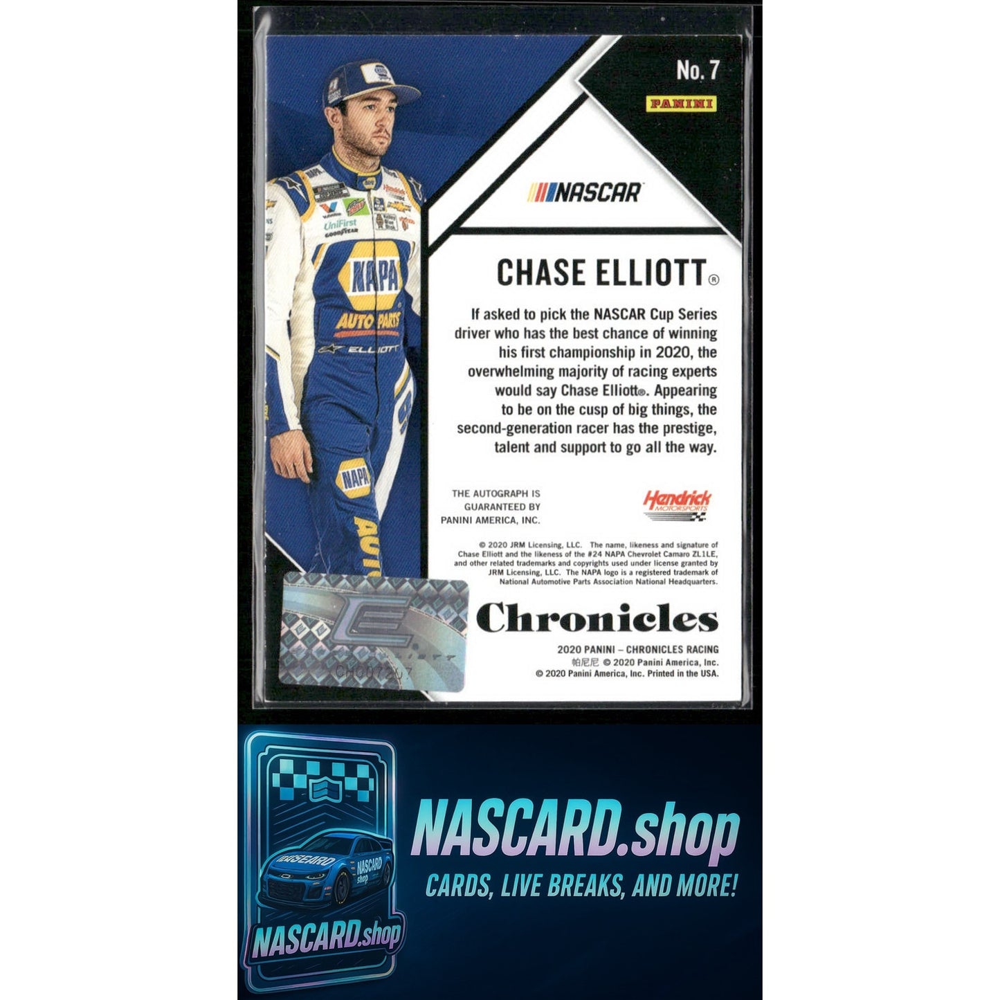 2020 Panini Chronicles #7 Chase Elliott Chronicles Autographs #/15