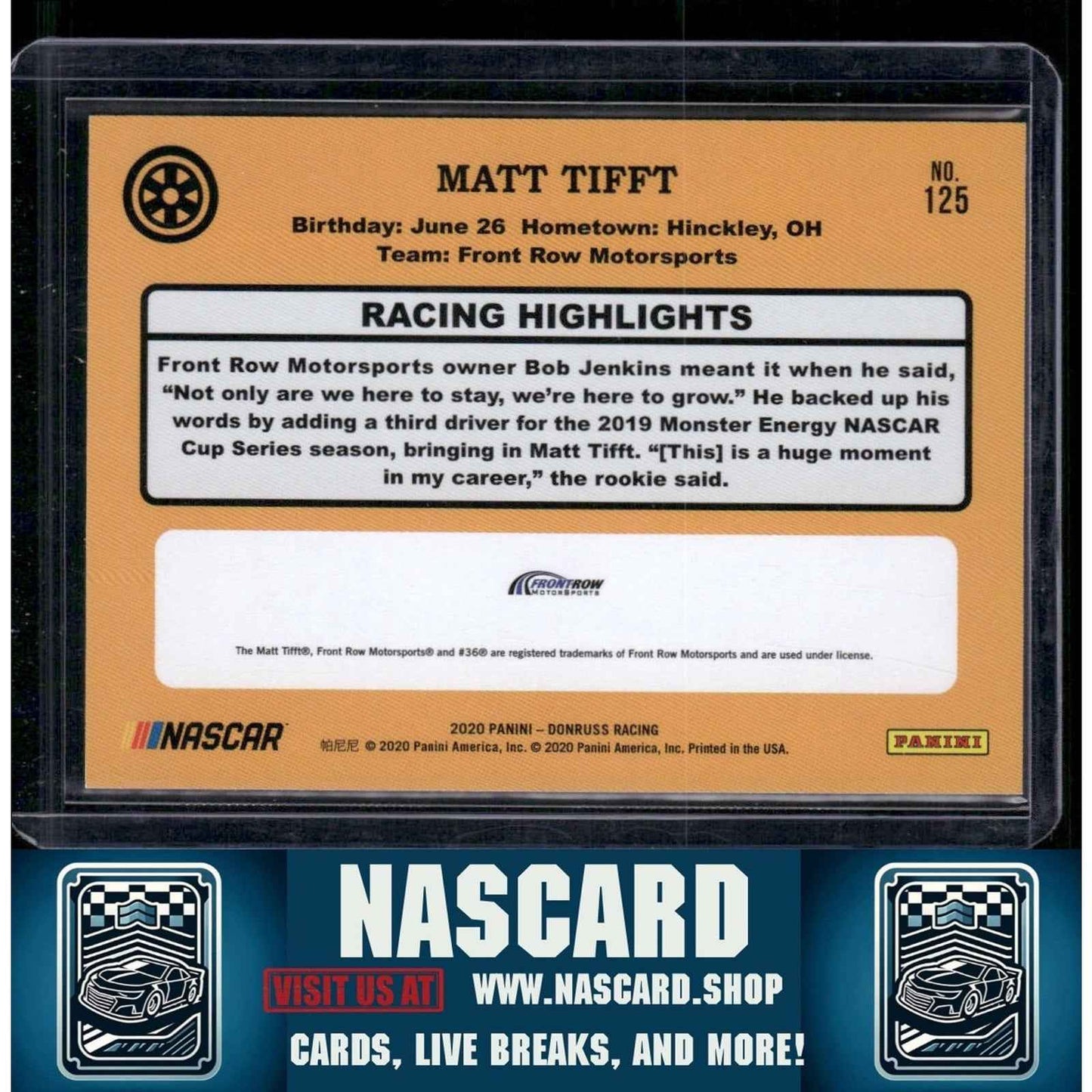 2020 Donruss #46 Matt Tifft Purple