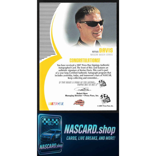 2007 Press Pass #NNO Kertus Davis Signings Gold #/50