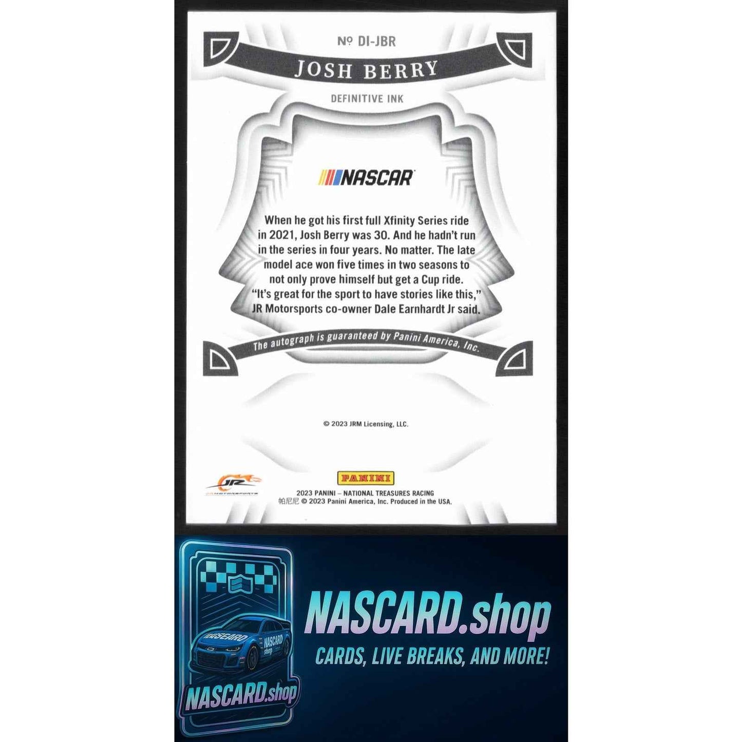 2024 Panini National Treasures #DI-JBR Josh Berry 2023 Definitive Ink #/25