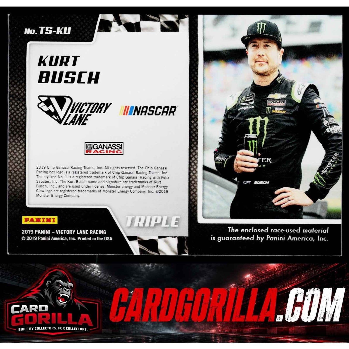 2019 Panini Victory Lane #TS-KU Kurt Busch Triple Swatches