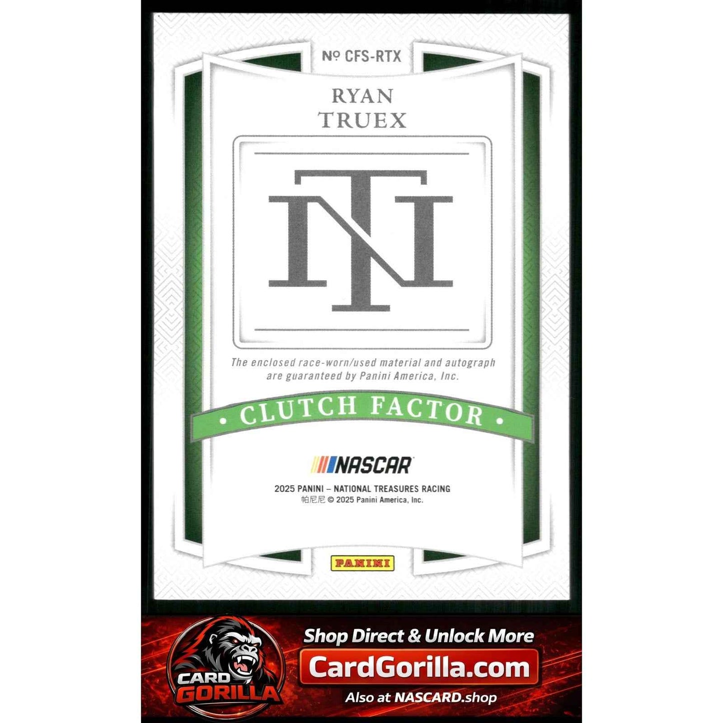 2025 National Treasures Ryan Truex Clutch Factor Signatures Holo Silver #/25