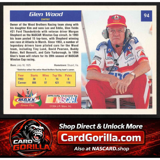 1994 Maxx #94 Glen Wood Autographs
