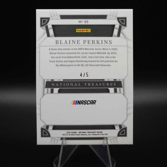 2023 Panini National Treasures - Rookies Green #99 Blaine Perkins /5 (RC) - NASCARD.shop