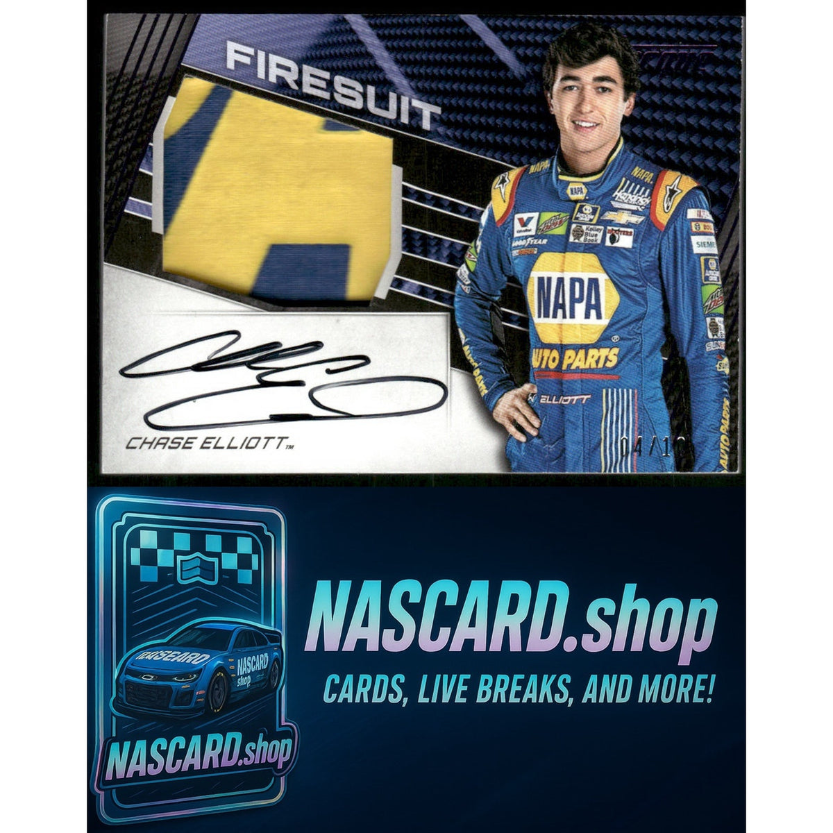 2017 Panini Torque Chase Elliott Jumbo Firesuit Signatures Purple #/10 RC