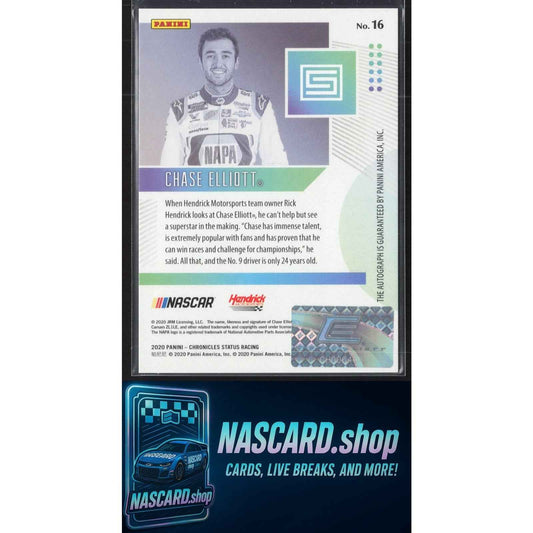 2020 Panini Chronicles #16 Chase Elliott Status Autographs #/15