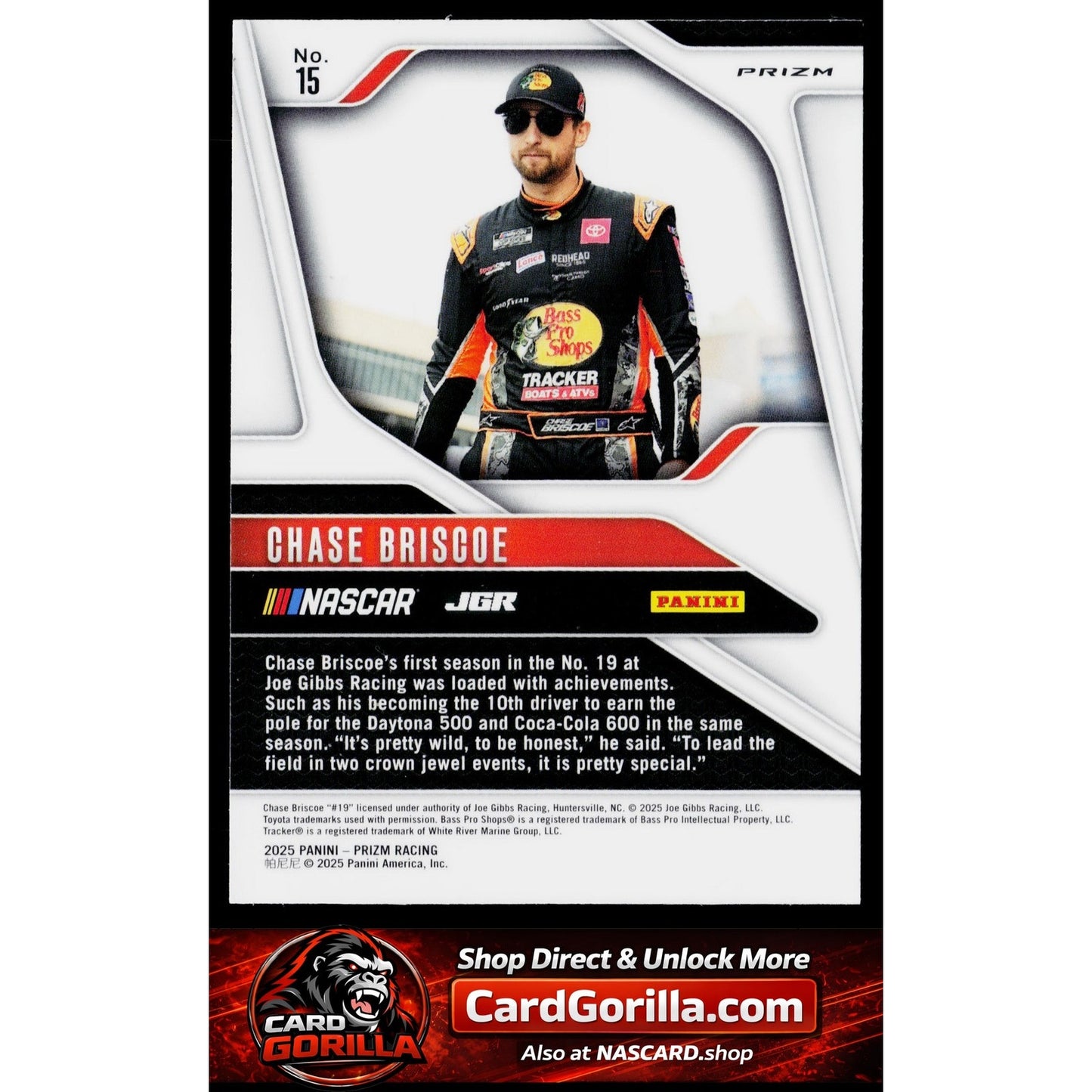 2025 Panini Prizm #15 Chase Briscoe White Sparkle
