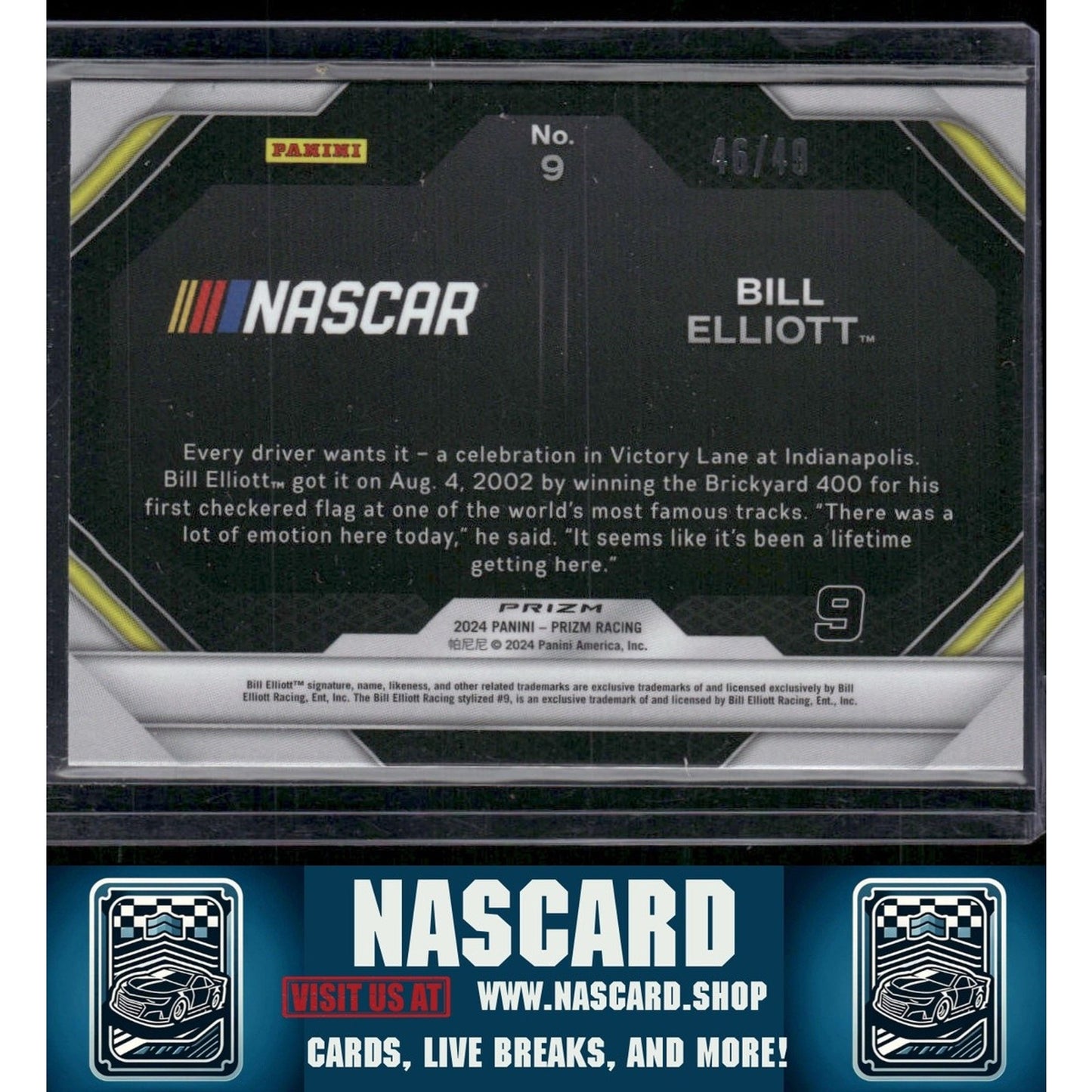 2024 Panini Prizm #9 Bill Elliott Victory Lane Blue #/49
