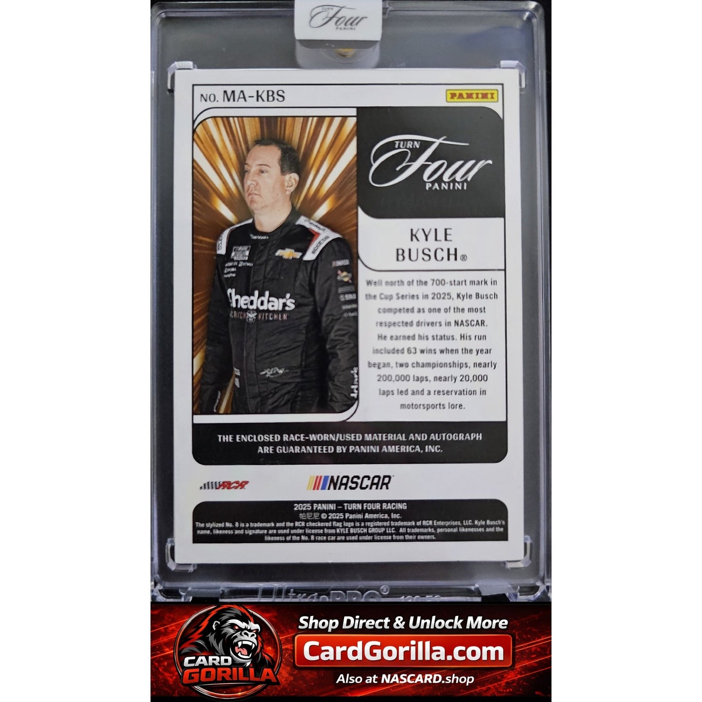 2025 Panini Turn Four #MA-KBS Kyle Busch Memorabilia Autographs Blue #/49