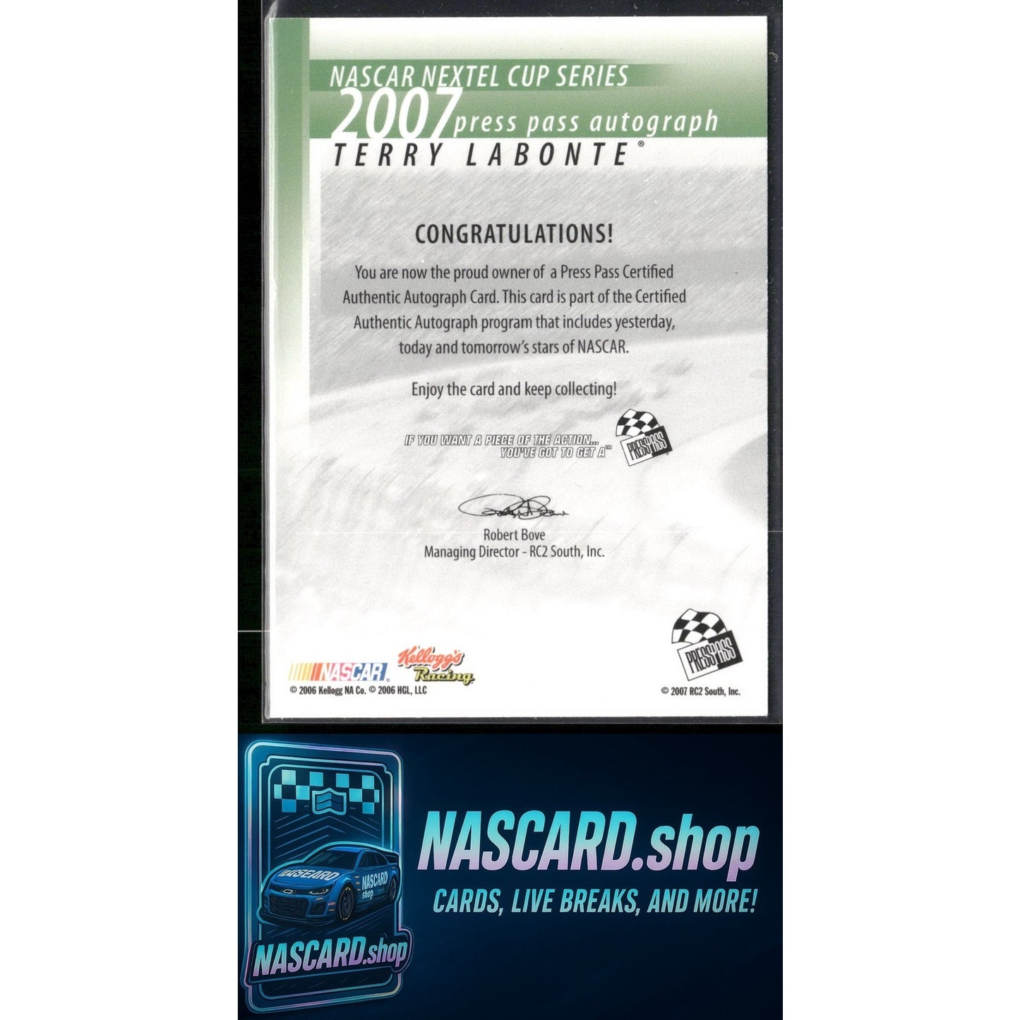 2007 Press Pass Terry Labonte Autographs - NASCARD.shop