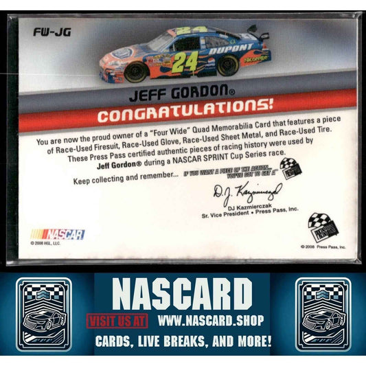 2008 Press Pass Four Wide Race Used Memorabilia Jeff Gordon /25 - NASCARD.shop