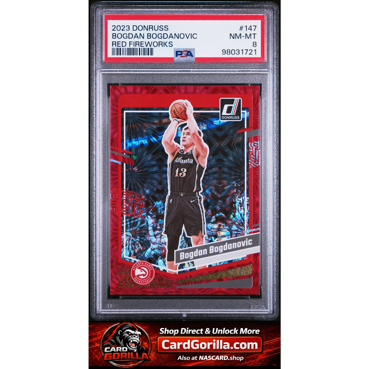 2023 Panini Donruss #147 Bogdan Bogdanovic Red Fireworks PSA 8
