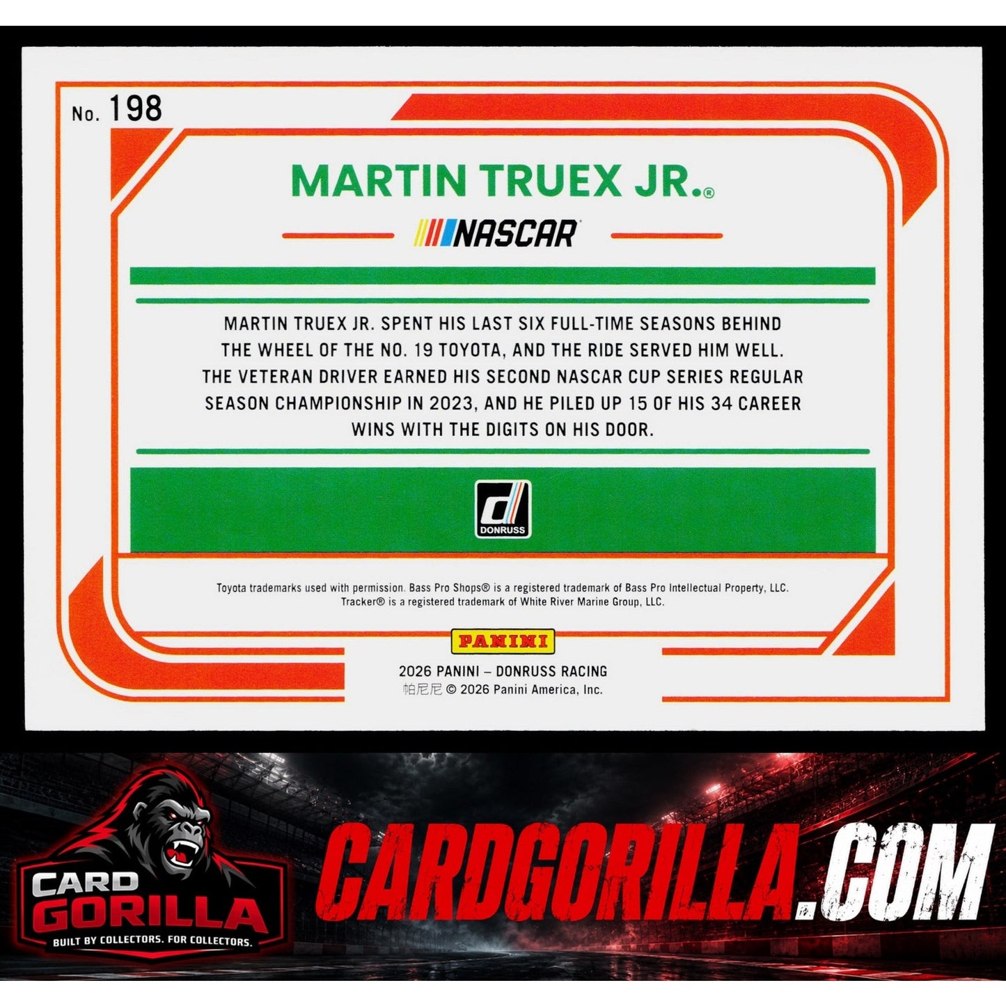2026 Donruss #198 Martin Truex Jr. Blue #/199