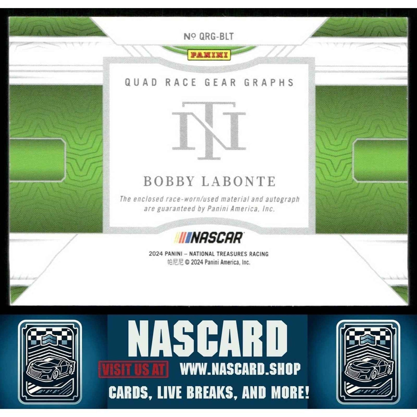 2024 National Treasures Quad Race Gear Graphs Holo Silver Bobby Labonte /25 - NASCARD.shop