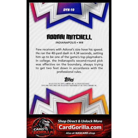 2024 Finest #DYN-10 Adonai Mitchell Dynamos Blue Refractor #/99
