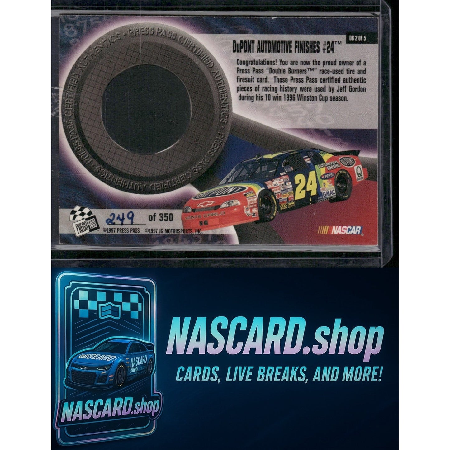 1997 Press Pass Premium #DB 2 Jeff Gordon Double Burners #/350 - NASCARD.shop