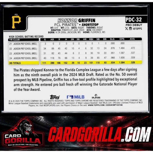 2025 Topps Pro Debut #PDC-32 Konnor Griffin Chrome