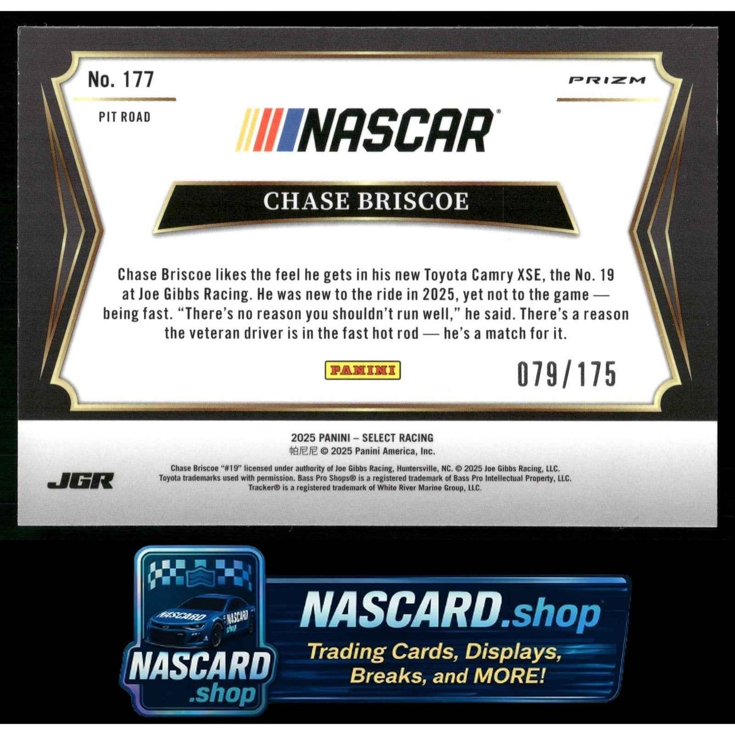 2025 Panini Select #177 Chase Briscoe Blue Prizms #/175