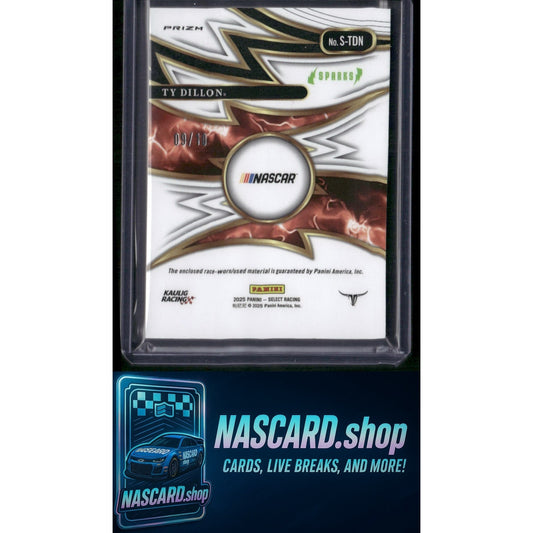 2025 Select Racing #S-TDN Ty Dillon Sparks Gold Prizms #/10 - NASCARD.shop